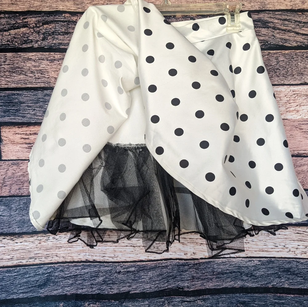 Polka Dot Satin Skirt